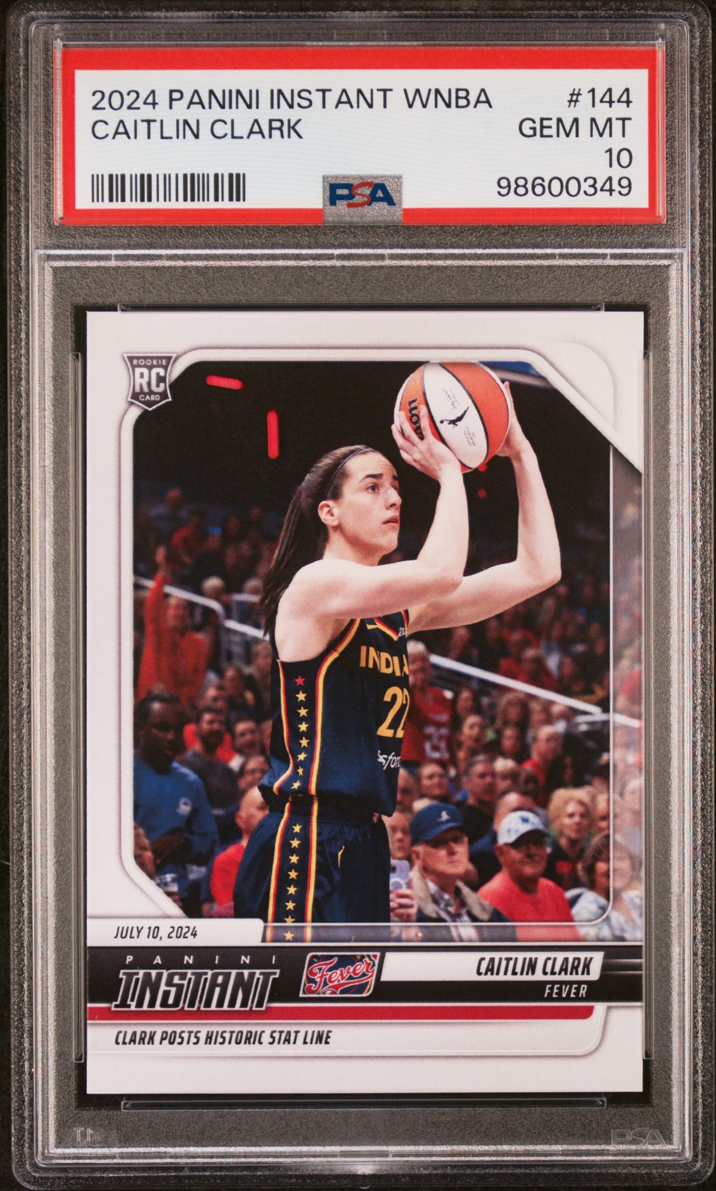 Graded 2024 Panini Instant WNBA Caitlin Clark #144 Rookie RC Basketball Card PSA 10 Gem Mint
