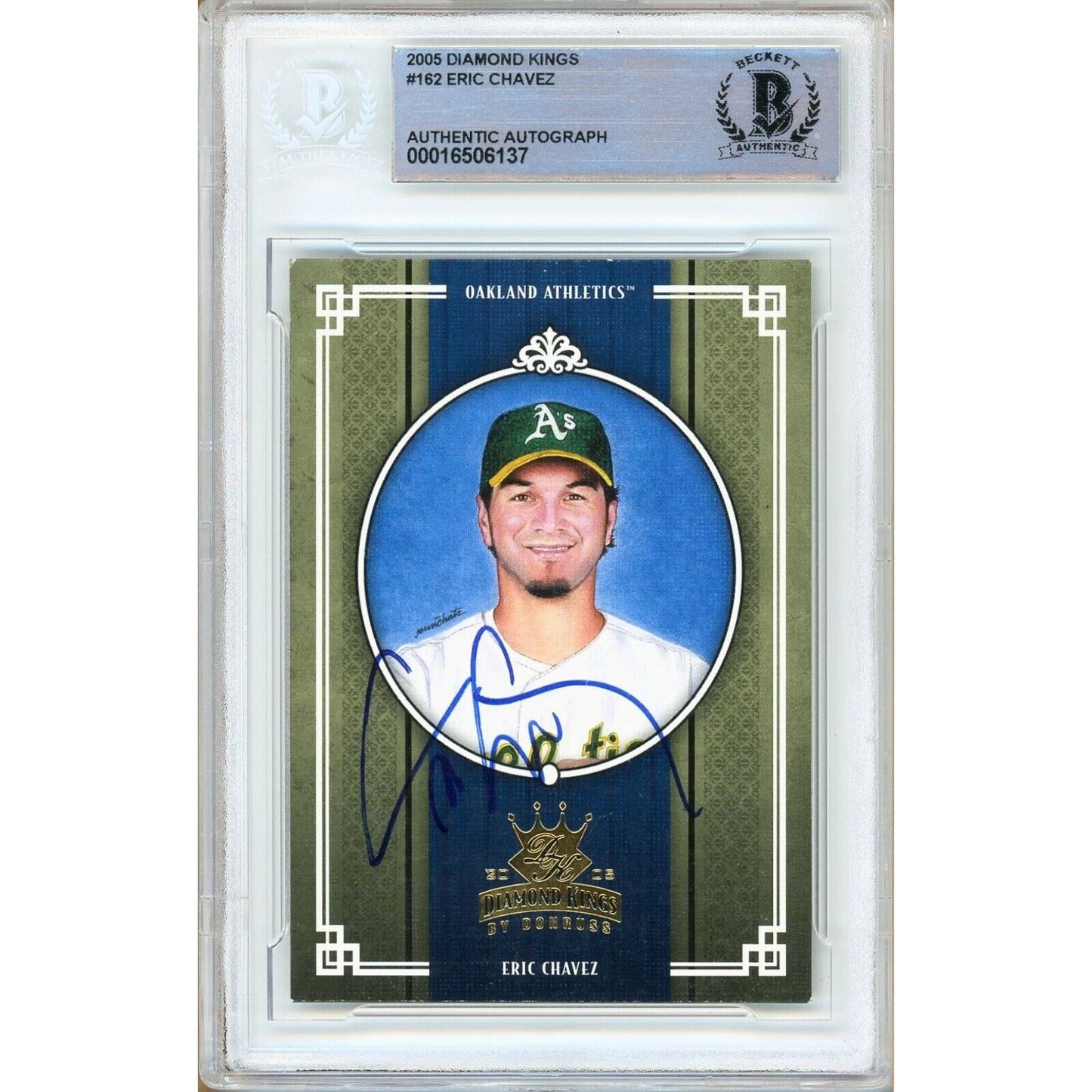 2005 Donruss Diamond Kings #162 — Eric Chavez Oakland Athletics Autographed Trading Card — Beckett Authentication