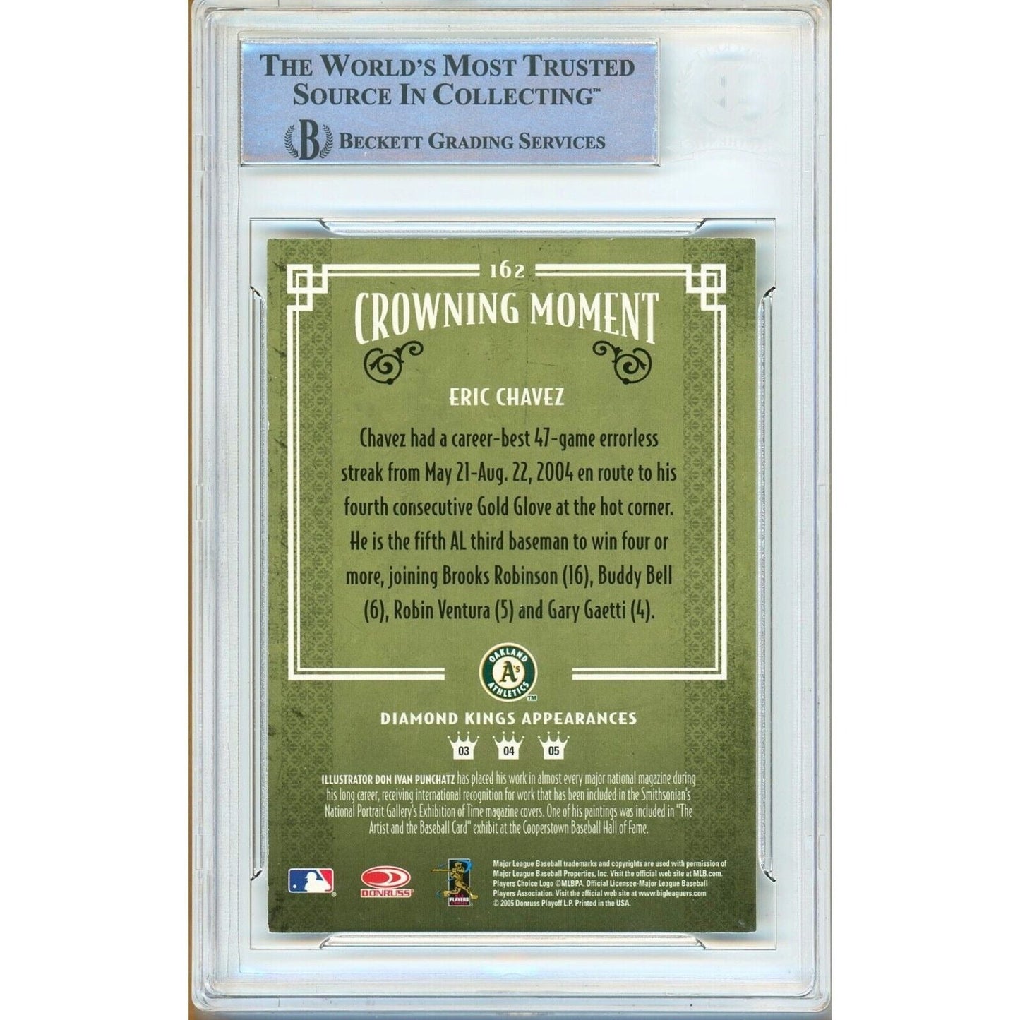 2005 Donruss Diamond Kings #162 — Eric Chavez Oakland Athletics Autographed Trading Card — Beckett Authentication
