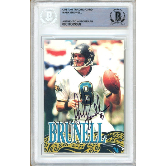 Mark Brunell Jacksonville Jaguars Signed Football Bible Trading Card Beckett Auth Auto Slab