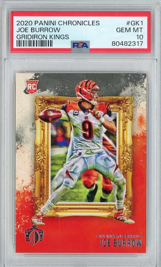 Graded 2020 Panini Chronicles Joe Burrow #GK1 Gridiron Kings Rookie RC Football Card PSA 10 Gem Mint