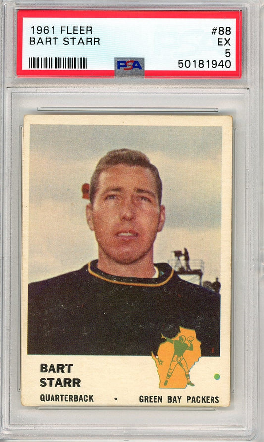 Graded 1961 Fleer Bart Starr #88 Football Card PSA 5 Excellent