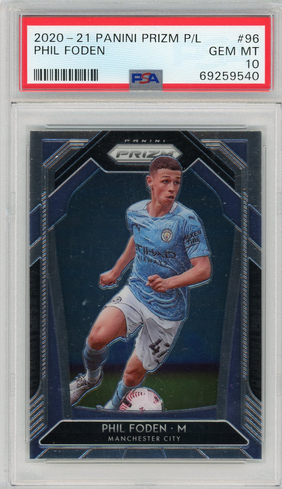 Graded 2020 Panini Prizm Premier League Phil Foden #96 Soccer Card PSA 10 Gem Mint