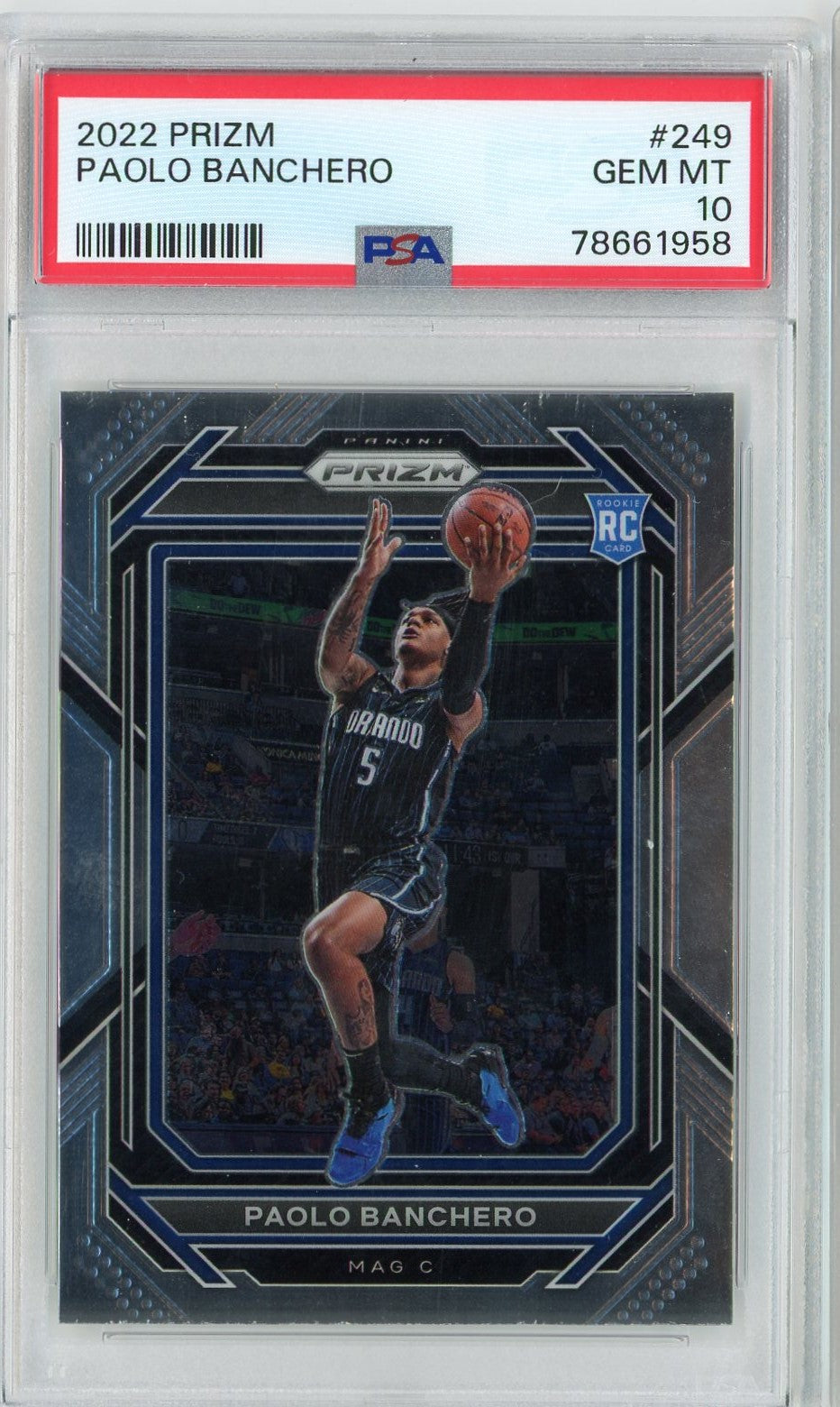 Graded 2022 Panini Prizm Paolo Banchero #249 Rookie RC Basketball Card PSA 10 Gem Mint