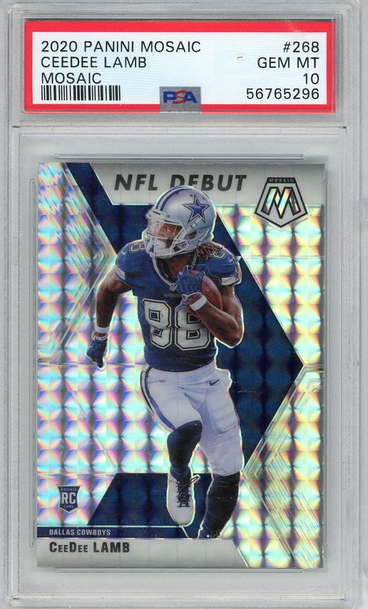 Graded 2020 Panini Mosaic CeeDee Lamb #268 Mosaic Rookie RC Football Card PSA 10 Gem Mint