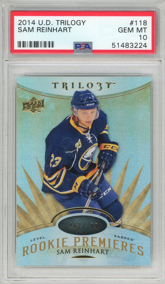Graded 2014 Upper Deck Trilogy Sam Reinhart #118 Rookie RC Hockey Card PSA 10 Gem Mint