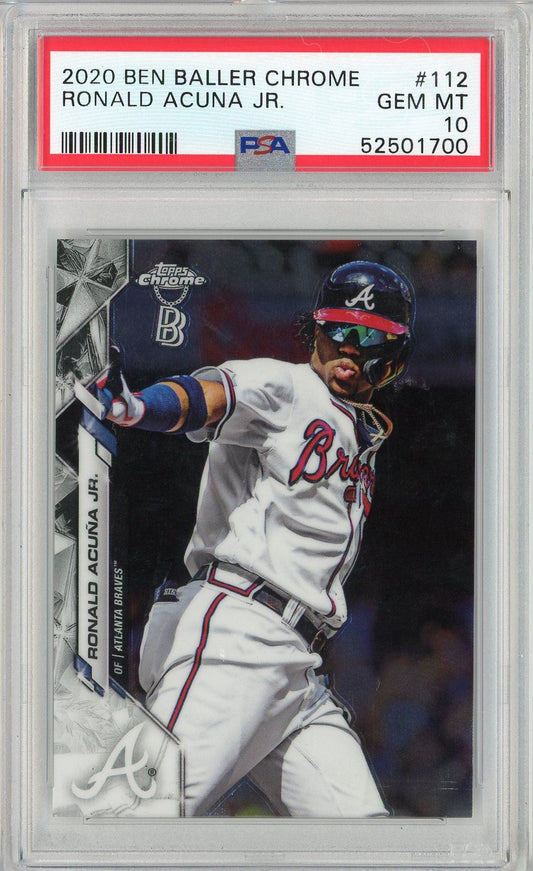 Graded 2020 Ben Baller Chrome Ronald Acuna Jr. #112 Baseball Card PSA 10 Gem Mint