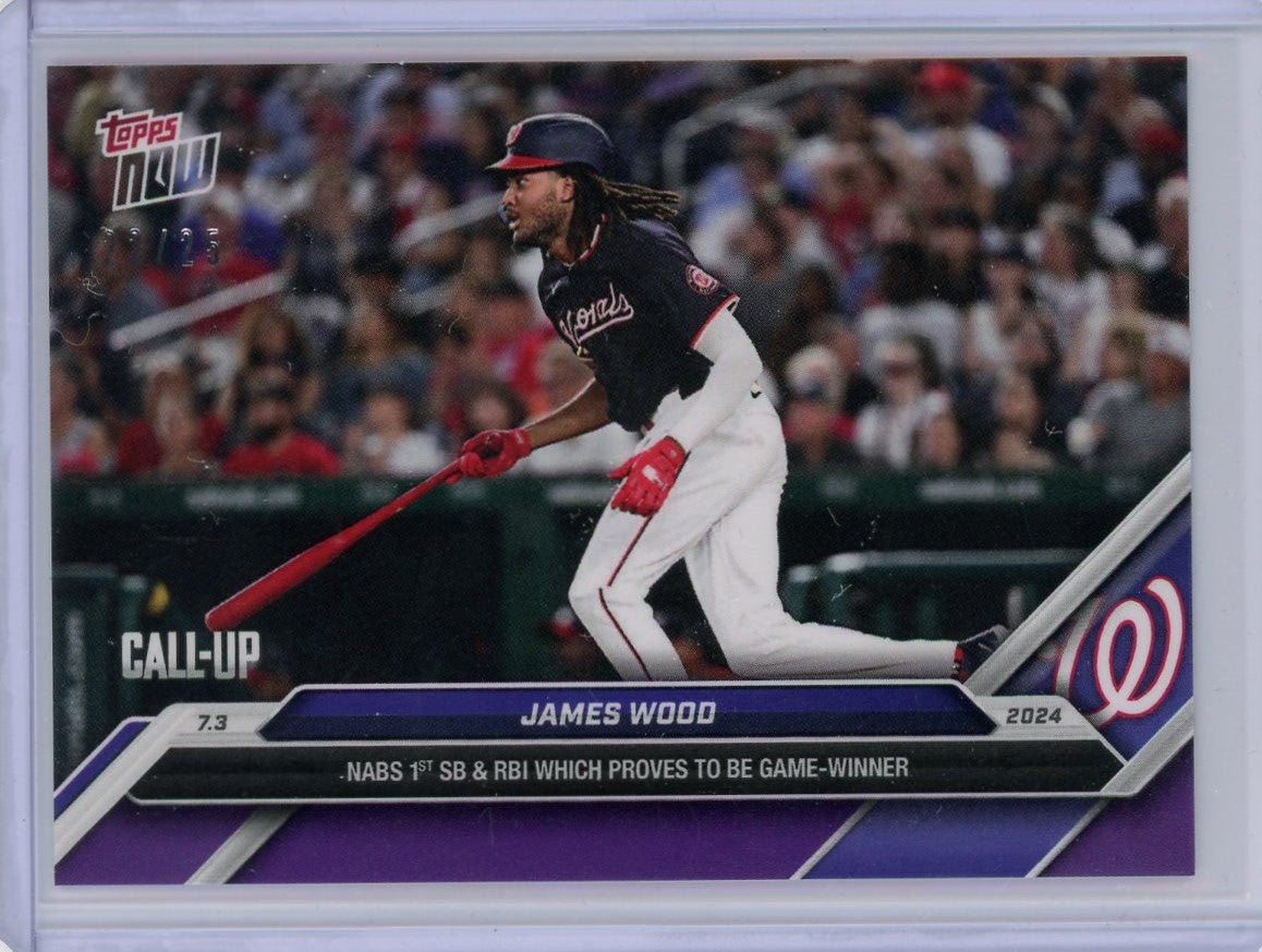 2024 Topps Now James Wood #373 Purple #/25 Rookie RC Baseball Card