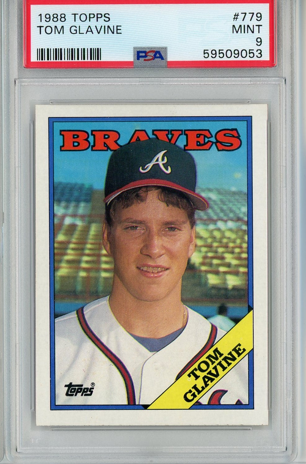 Graded 1988 Topps Tom Glavine #779 Rookie RC Baseball Card PSA 9 Mint