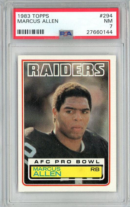 Graded 1983 Topps Marcus Allen #294 Rookie RC Football Card PSA 7 Near Mint