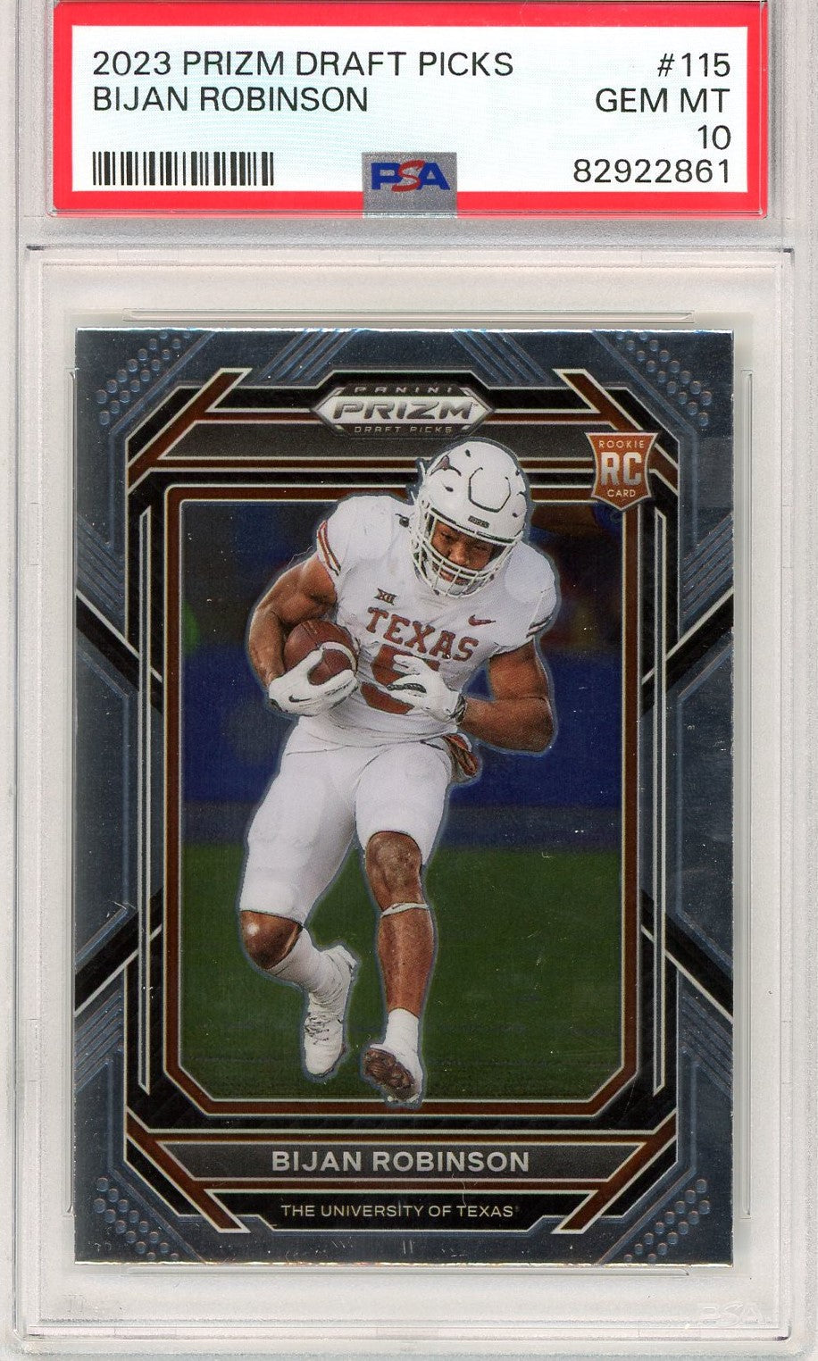 Graded 2023 Panini Prizm Draft Picks Bijan Robinson #115 Rookie RC Football Card PSA 10 Gem Mint - Sport Cards