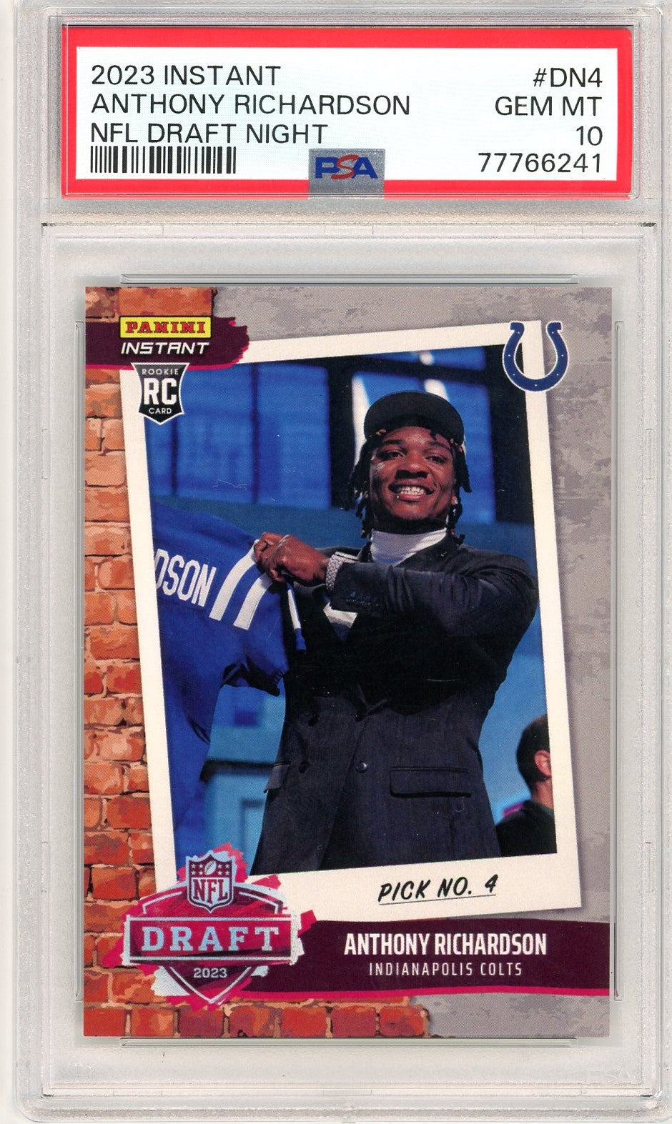 Graded 2023 Panini Instant Anthony Richardson #DN4 NFL Draft Night Rookie RC Football Card PSA 10 Gem Mint