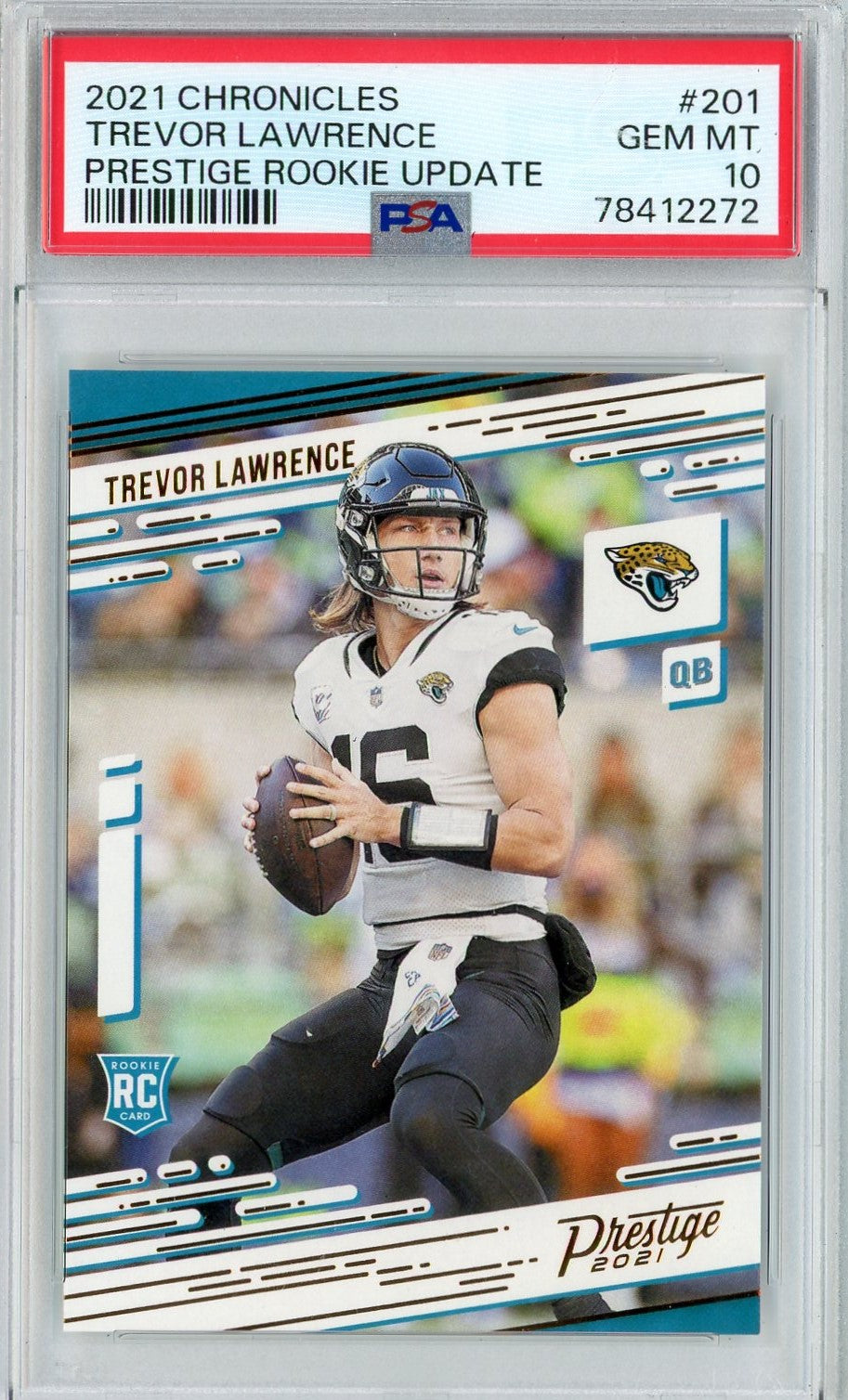 Graded 2021 Panini Chronicles Trevor Lawrence #201 Prestige Rookie Update Rookie RC Football Card PSA 10 Gem Mint