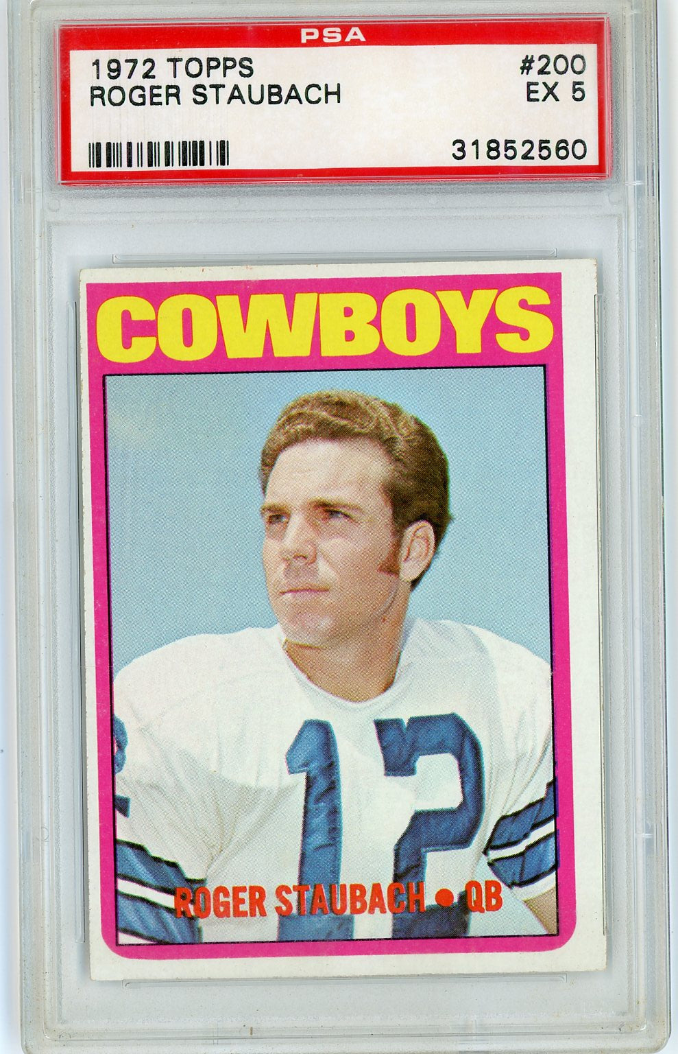 Graded 1972 Topps Roger Staubach #200 Rookie RC Football Card PSA 5 Excellent