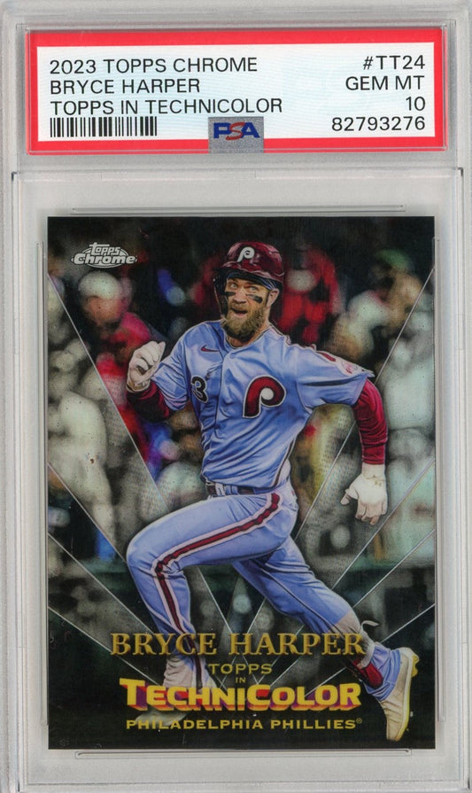 Graded 2023 Topps Chrome Bryce Harper #TT24 Topps In Technicolor Baseball Card PSA 10 Gem Mint