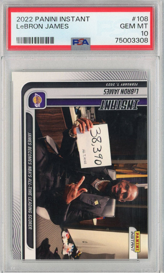 Graded 2022 Panini Instant LeBron James #108 Basketball Card PSA 10 Gem Mint