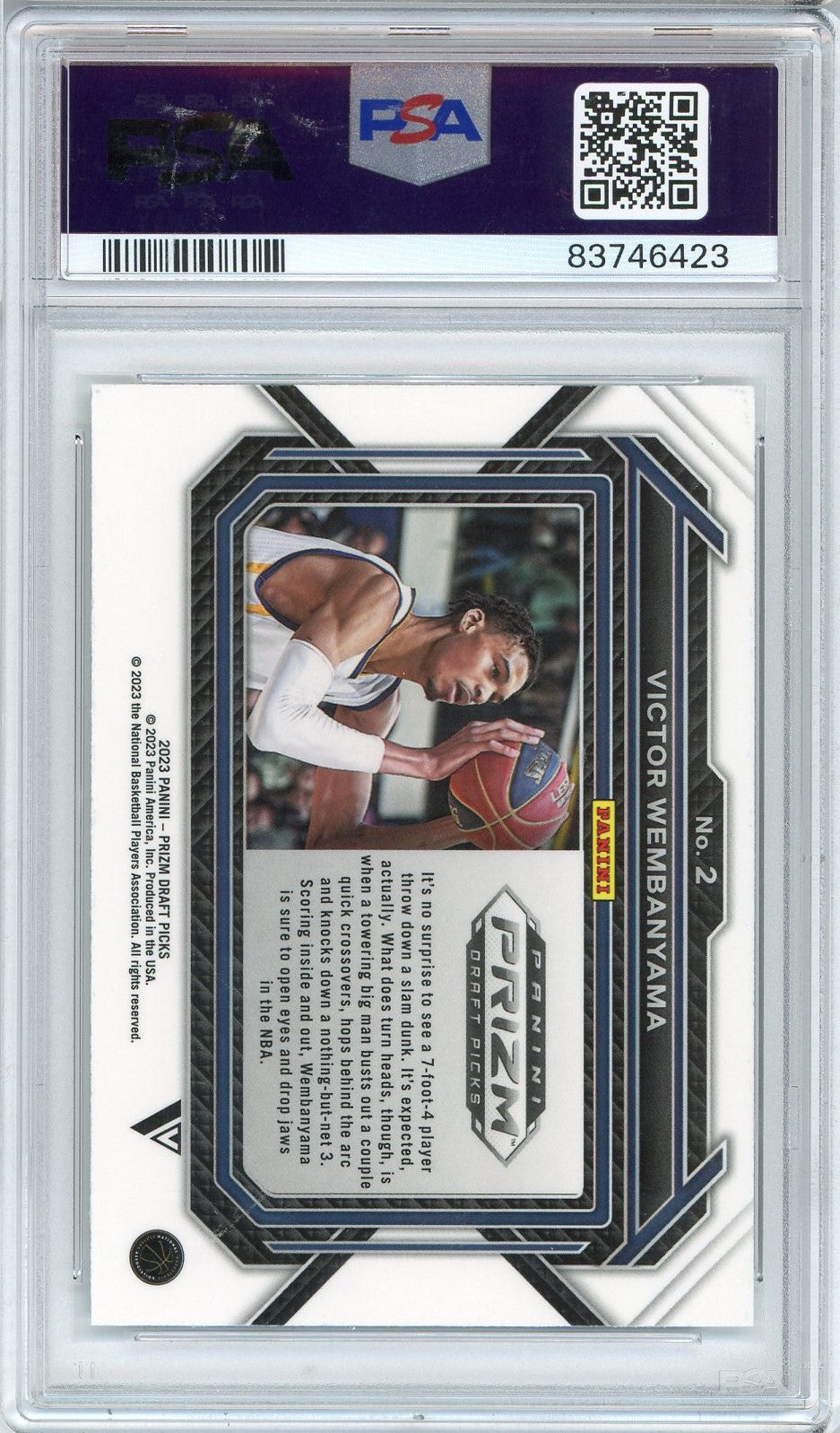 Graded 2023 Panini Prizm Draft Picks Victor Wembanyama #2 Variation Rookie RC Basketball Card PSA 10 Gem Mint