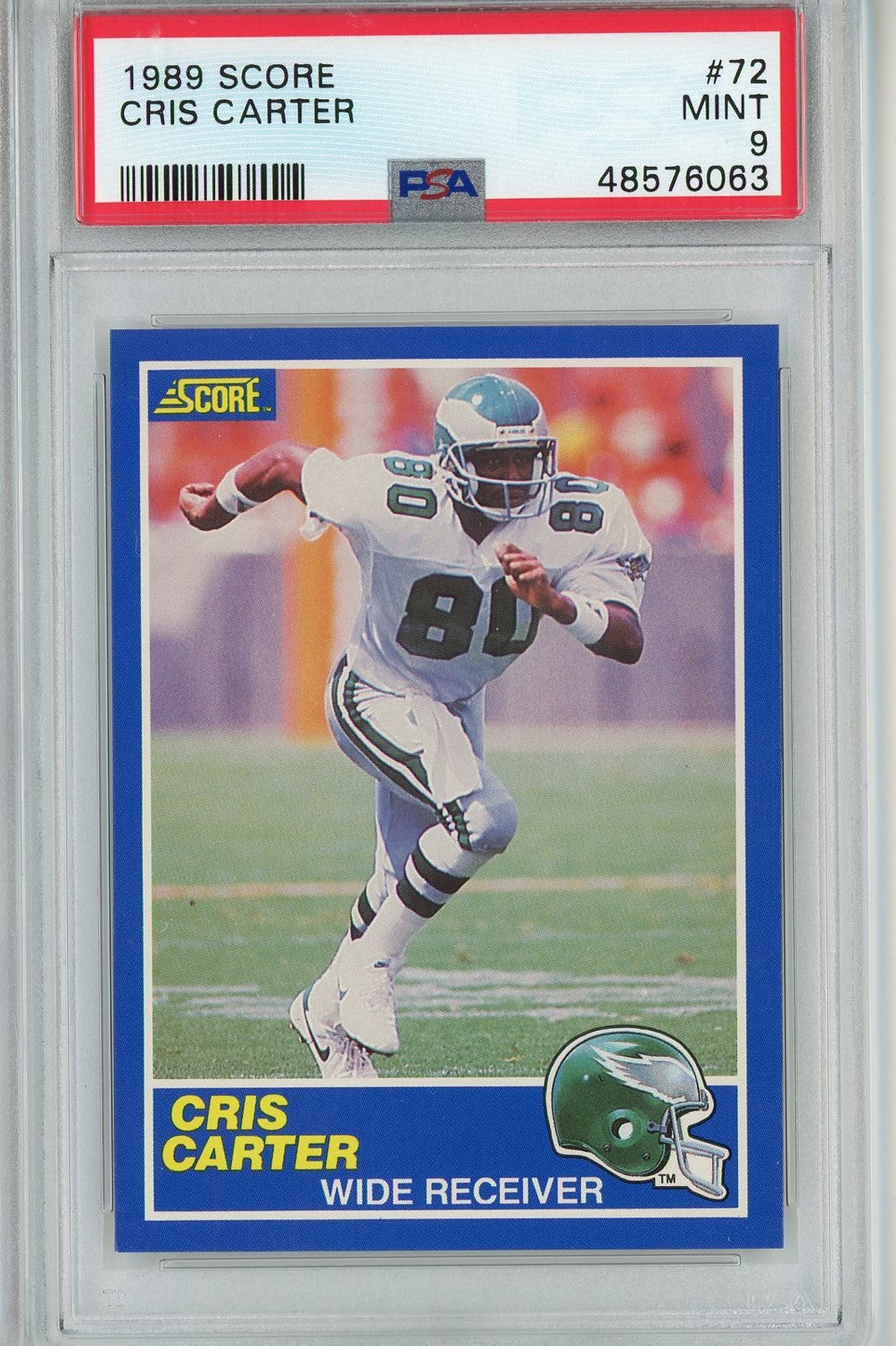 Graded 1989 Score Cris Carter #72 Rookie RC Football Card PSA 9 Mint - Sport Cards