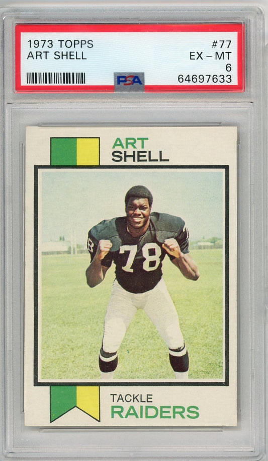 Graded 1973 Topps Art Shell #77 Rookie RC Football Card PSA 6 EX-MT - Sport Cards