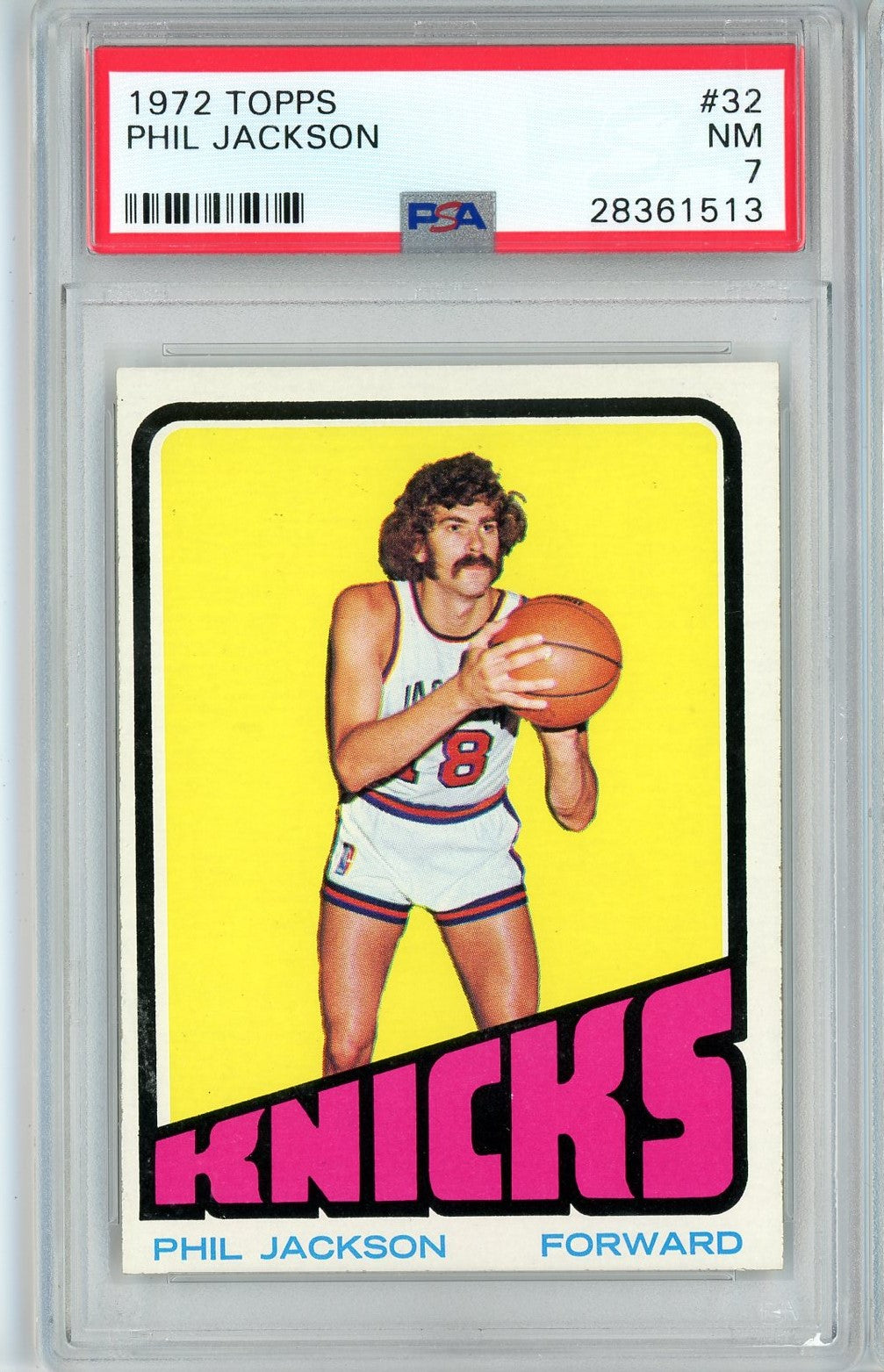 Graded 1972 Topps Phil Jackson #32 Rookie RC Basketball Card PSA 7 Near Mint - Sport Cards