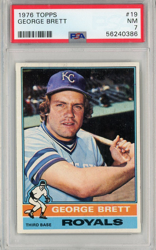 Graded 1976 Topps George Brett #19 2nd Year Baseball Card PSA 7 Near Mint