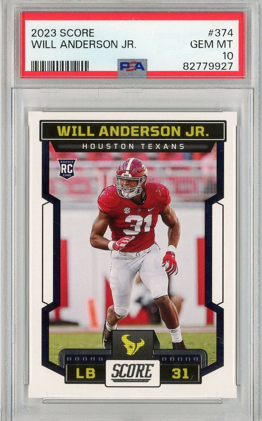 Graded 2023 Score Will Anderson #374 Rookie RC Football Card PSA 10 Gem Mint