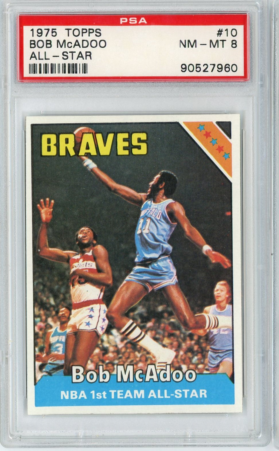Graded 1975 Topps Bob McAdoo #10 Basketball Card PSA 8 NM-MT - Sport Cards