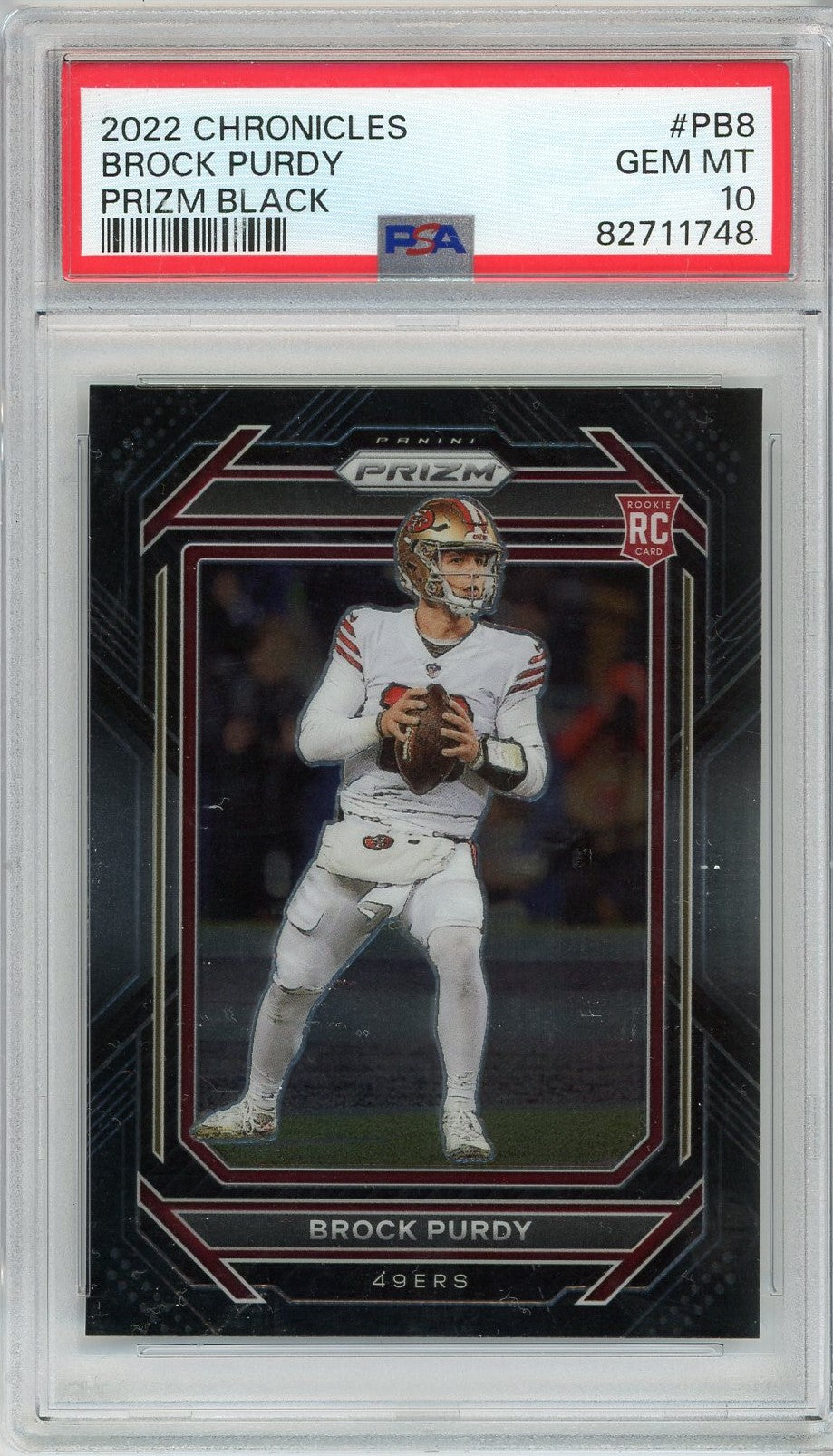 Graded 2022 Panini Chronicles Brock Purdy #PB8 Prizm Black Rookie RC Football Card PSA 10 Gem Mint