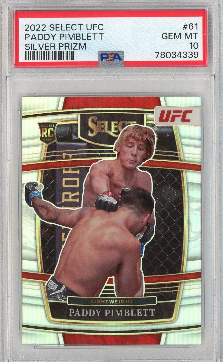 Graded 2022 Panini Select UFC Paddy Pimblett #61 Silver Prizm Rookie RC UFC MMA Card PSA 10 Gem Mint