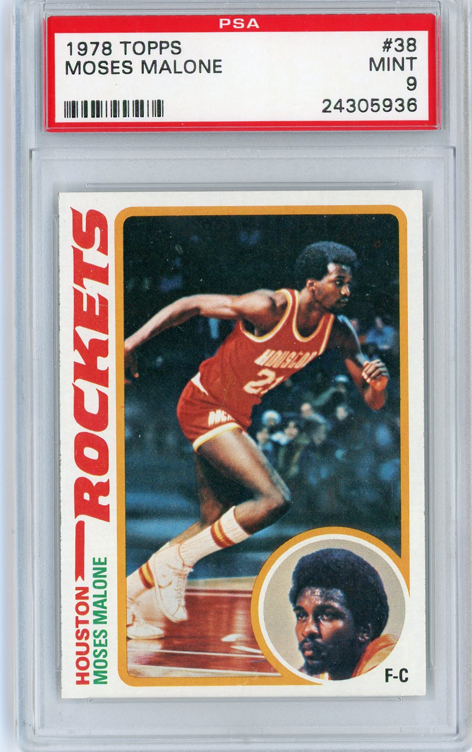 Graded 1978 Topps Moses Malone #38 Basketball Card PSA 9 Mint - Sport Cards