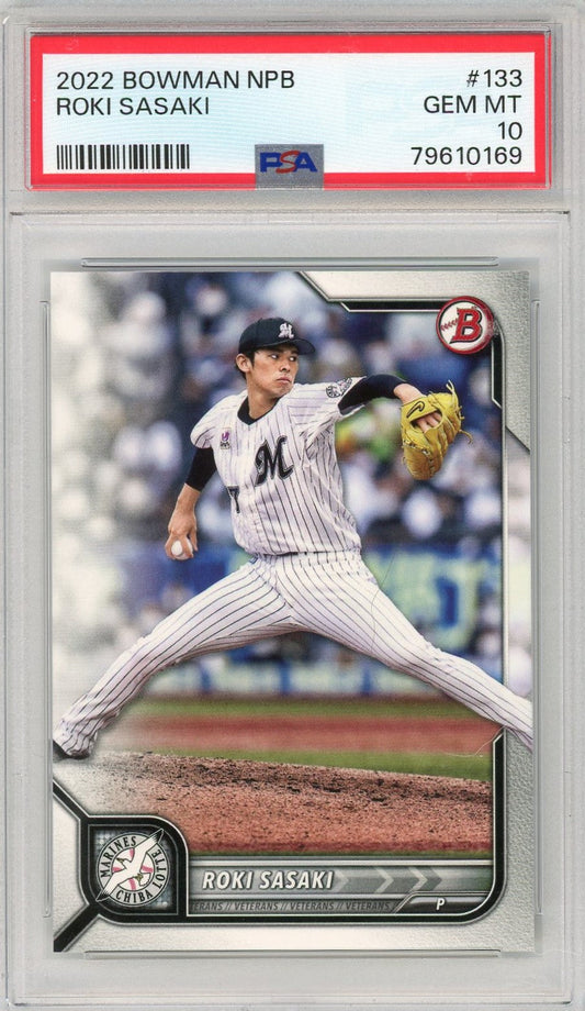 Graded 2022 Topps Bowman NPB Roki Sasaki #133 Rookie RC Baseball Card PSA 10 Gem Mint