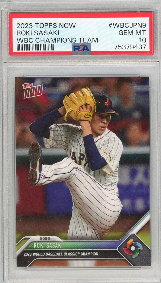 Graded 2023 Topps Now Roki Sasaki #WBCJPN9 WBC Champions Team Rookie RC Baseball Card PSA 10 Gem Mint