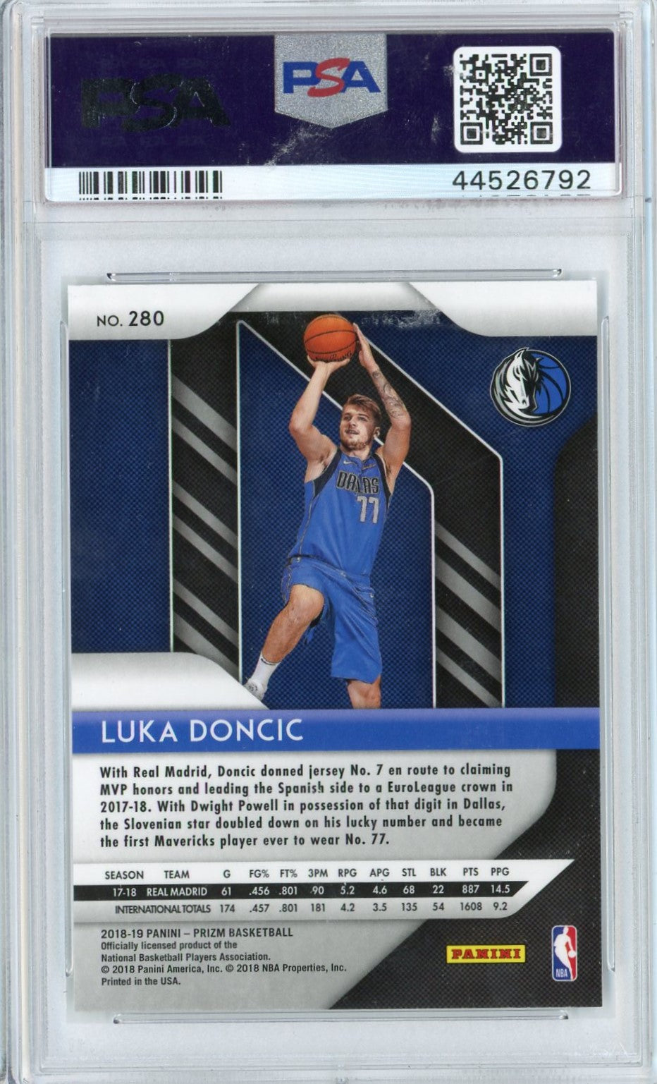 Graded 2018 Panini Prizm Luka Doncic #280 Rookie RC Basketball Card PSA 10 Gem Mint