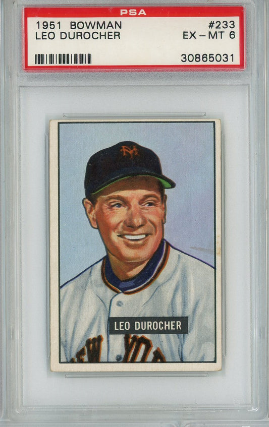 Graded 1951 Bowman Leo Durocher #233 Baseball Card PSA 6 EX-MT