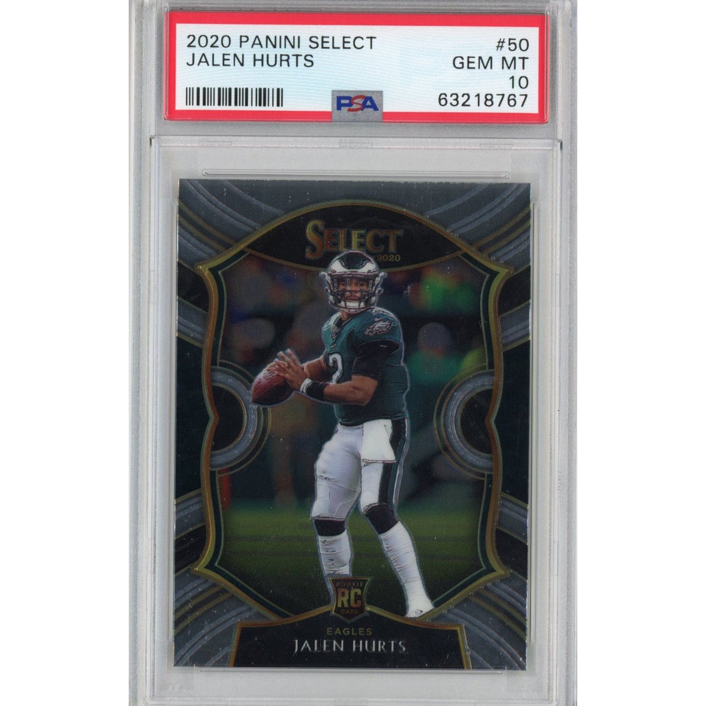 Graded 2020 Panini Select Jalen Hurts #50 Rookie RC Football Card PSA 10 Gem Mint