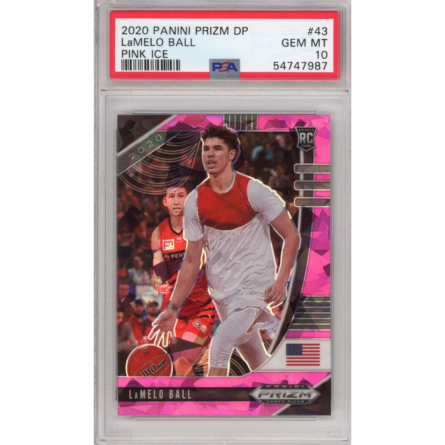 Graded 2020-21 Panini Prizm LaMelo Ball #43 Pink Ice Rookie RC Basketball Card PSA 10 Gem Mint