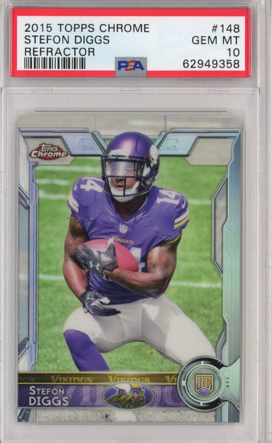 Graded 2015 Topps Chrome Stefon Diggs #148 Refractor Rookie RC Football Card PSA 10 Gem Mint