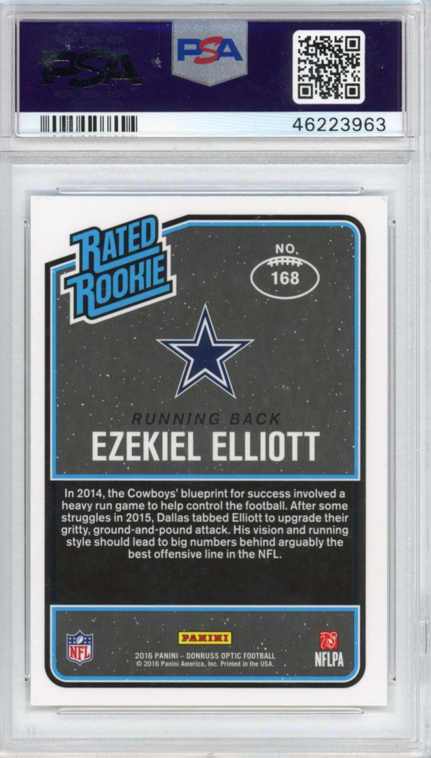 Graded 2016 Panini Donruss Optic Ezekiel Elliott #168 Rookie RC Football Card PSA 10 Gem Mint - Sport Cards