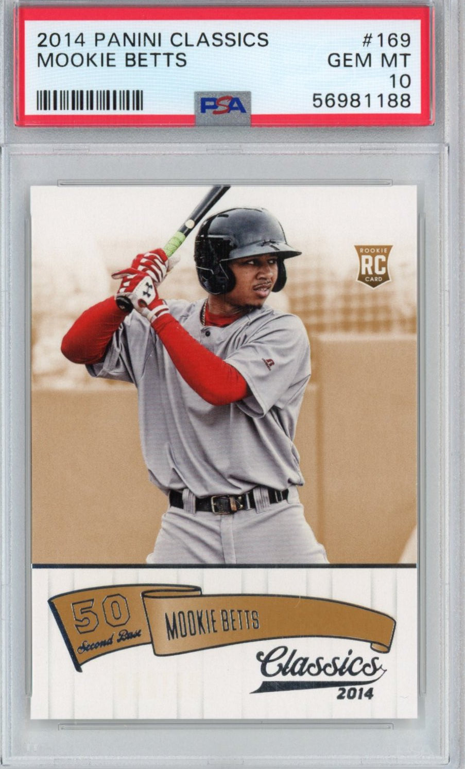 Graded 2014 Panini Classics Mookie Betts #169 Rookie RC Baseball Card PSA 10 Gem Mint