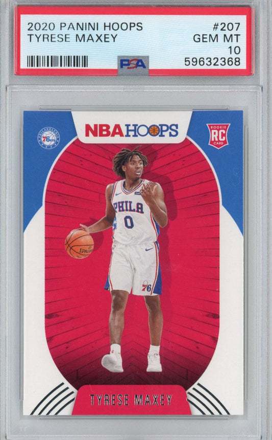 Graded 2020-21 Panini Hoops Tyrese Maxey #207 Rookie RC Basketball Card PSA 10 Gem Mint - Sport Cards
