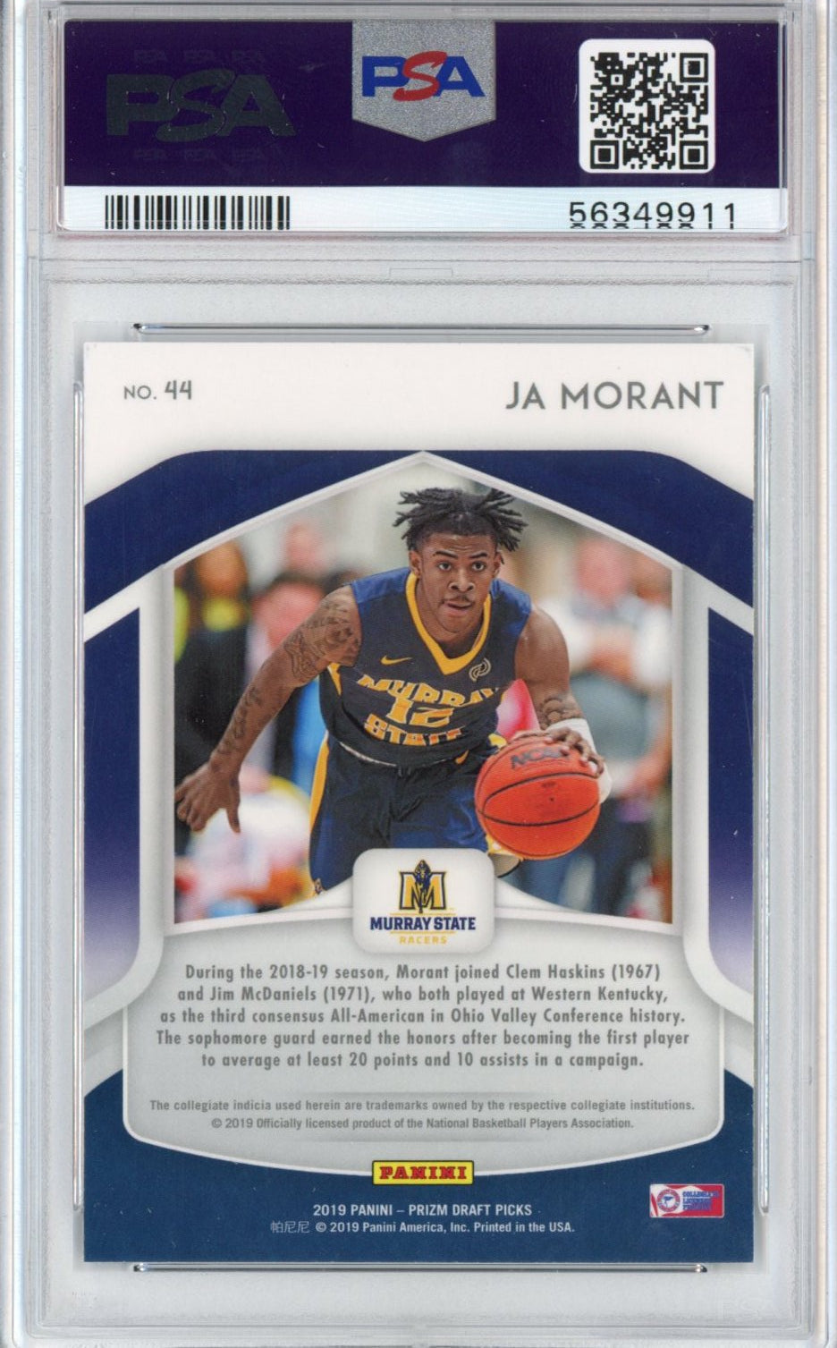 Graded 2019-20 Panini Prizm Draft Picks DP Ja Morant #44 All-Americans Rookie RC Basketball Card PSA 10 Gem Mint