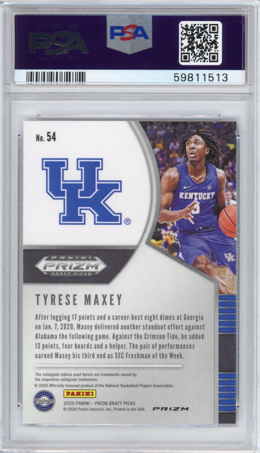 Graded 2020-21 Panini Prizm DP Draft Picks Tyrese Maxey #54 Pink Ice Rookie RC Basketball Card PSA 10 Gem Mint - Sport Cards