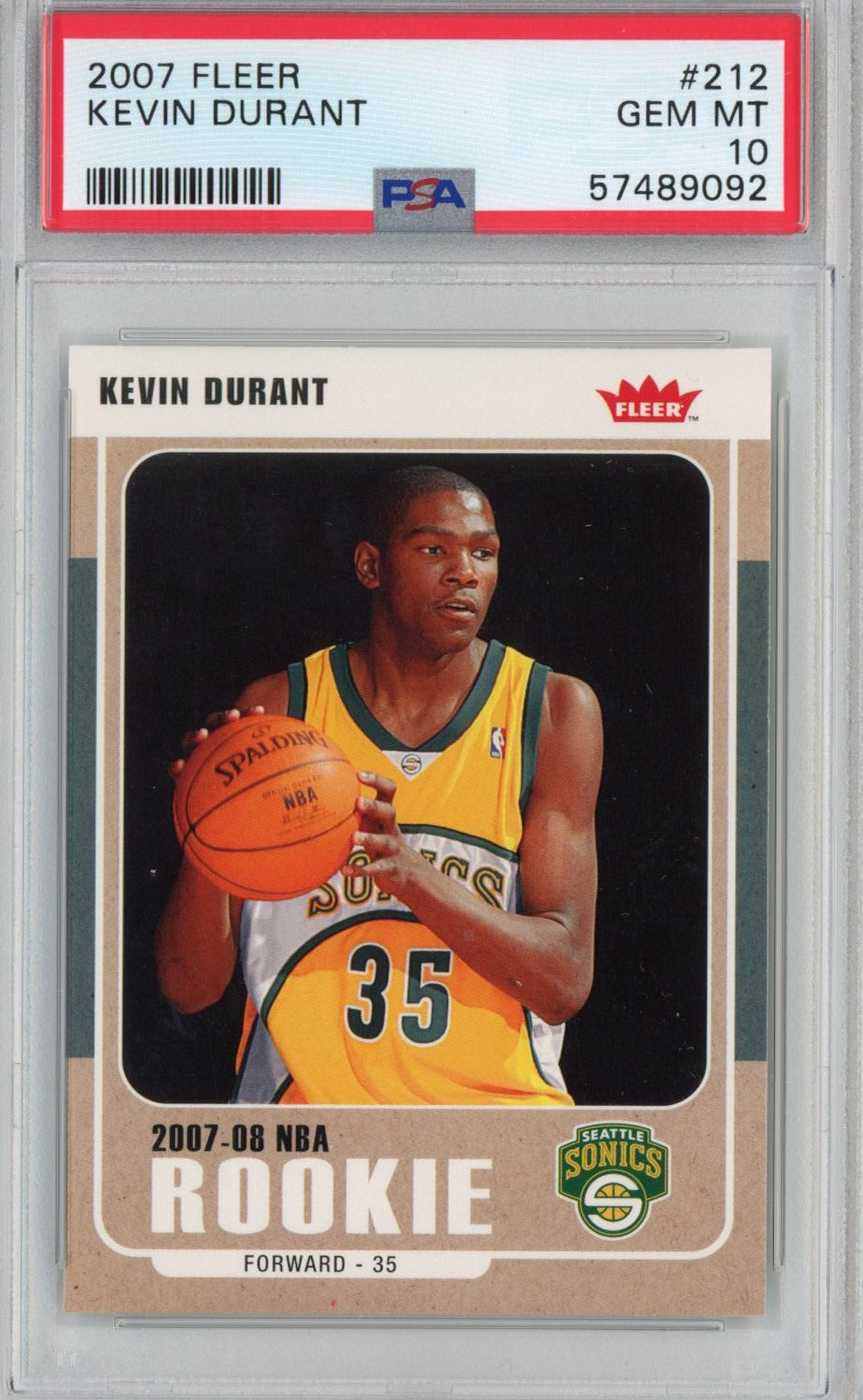 Graded 2007-08 Fleer Kevin Durant #212 Rookie RC Basketball Card PSA 10 Gem Mint