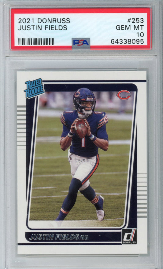 Graded 2021 Panini Donruss Justin Fields #253 Rookie RC Football Card PSA 10 Gem Mint