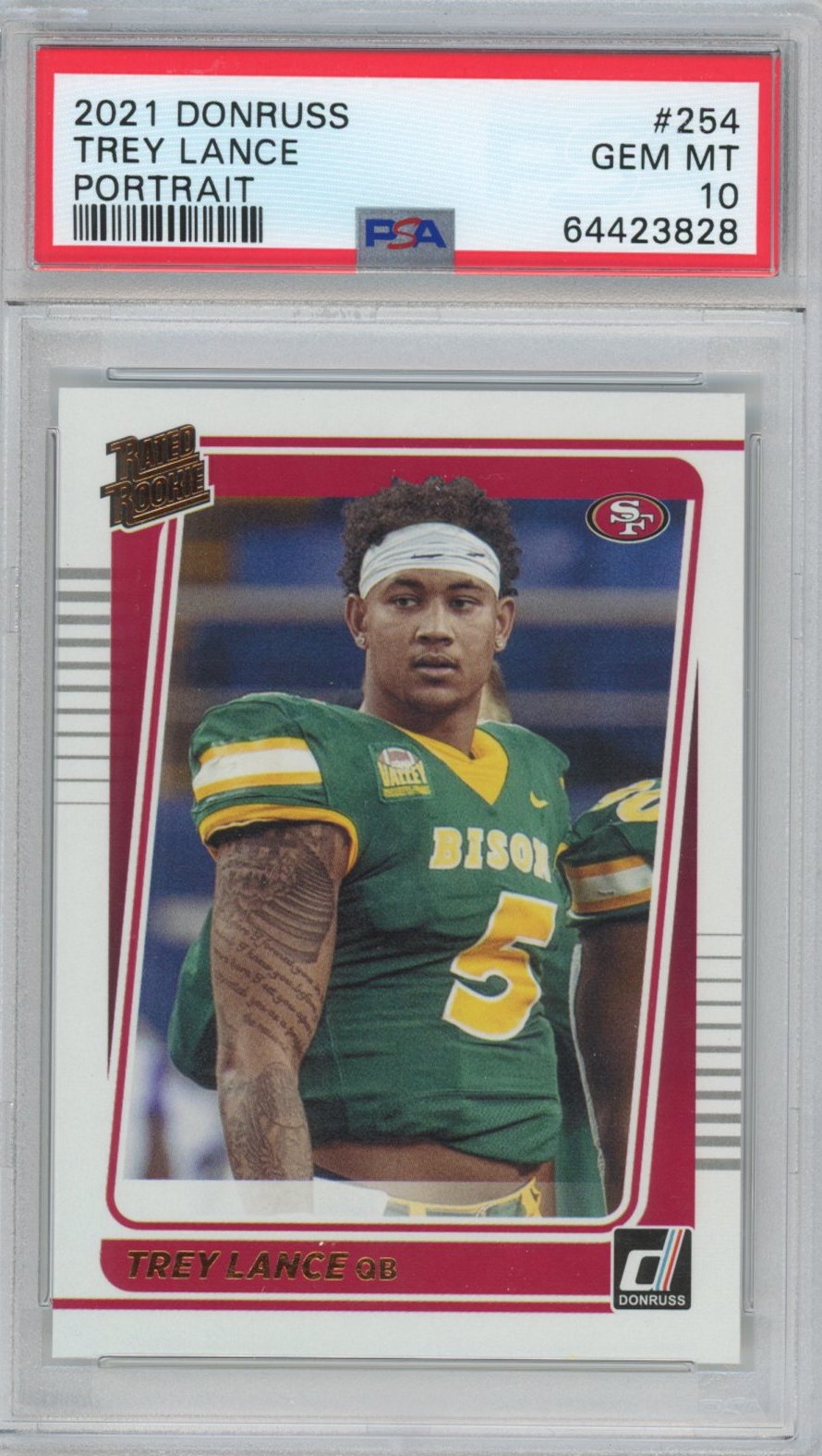 Graded 2021 Panini Donruss Trey Lance #254 Portrait Rated Rookie RC Football Card PSA 10 Gem Mint