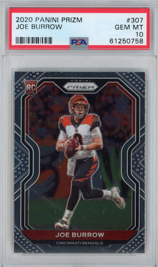 Graded 2020 Panini Prizm Joe Burrow #307 Rookie RC Football Card PSA 10 Gem Mint