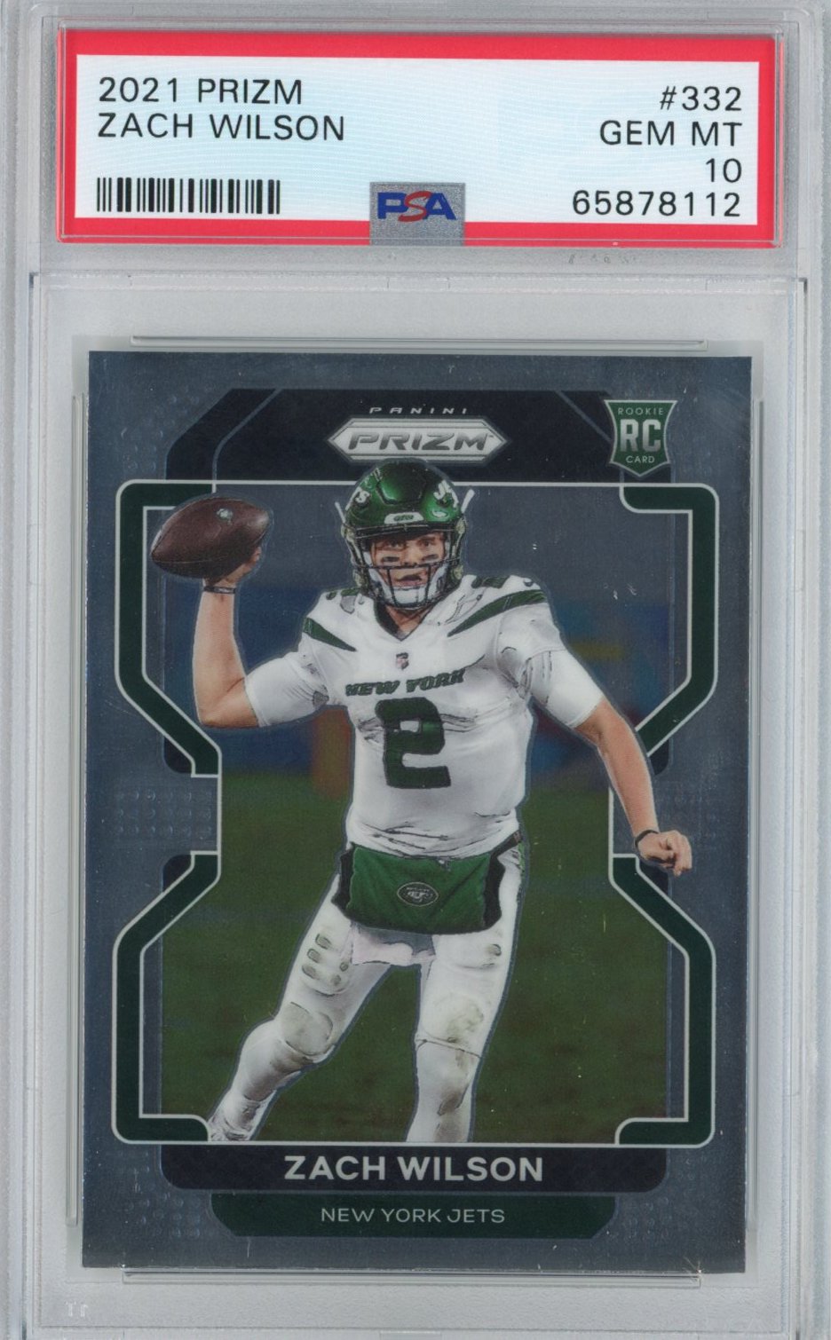 Graded 2021 Panini Prizm Zach Wilson #332 Rookie RC Football Card PSA 10 Gem Mint