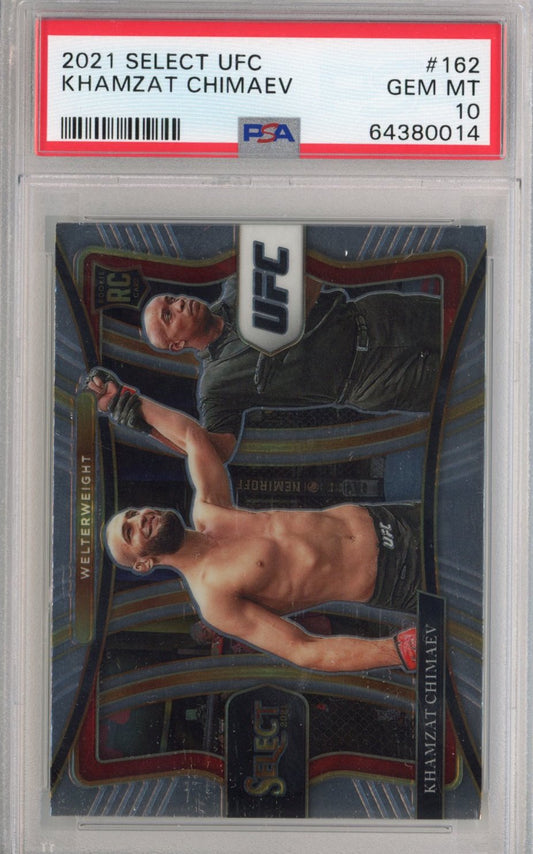 Graded 2021 Panini Select Khamzat Chimaev #162 Premier Level Rookie RC UFC MMA Card PSA 10 Gem Mint