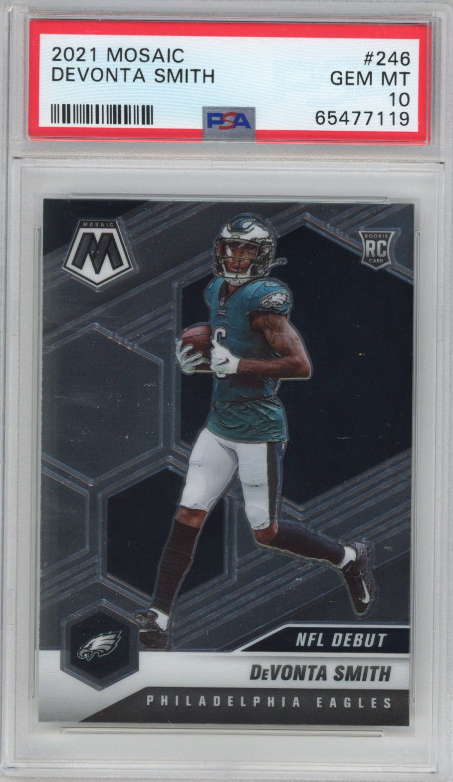 Graded 2021 Panini Mosaic DeVonta Smith #246 Rookie RC Football Card PSA 10 Gem Mint - Sport Cards