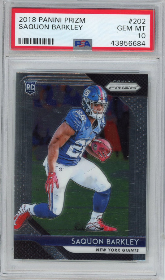 Graded 2018 Panini Prizm Saquon Barkley #202 Rookie RC Football Card PSA 10 Gem Mint